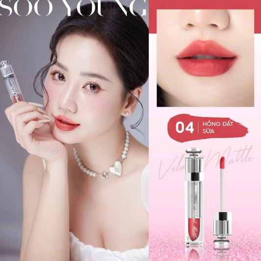 SOO YOUNG Velvet Matte Lip Tint — Shade 04 "Hồng Đất Sữa" (Milk Tea Pink)