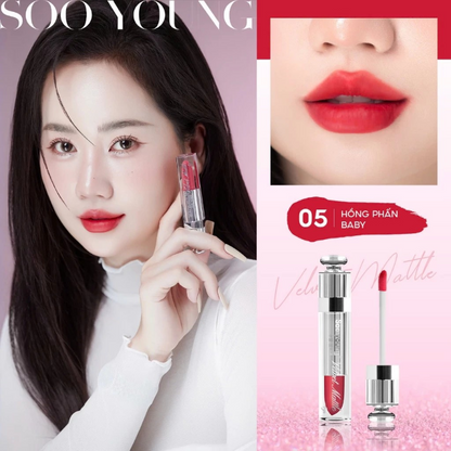 SOOYOUNG Velvet Matte Liquid Lipstick – Shade 05 HỒNG PHẤN BABY (Baby Pink)
