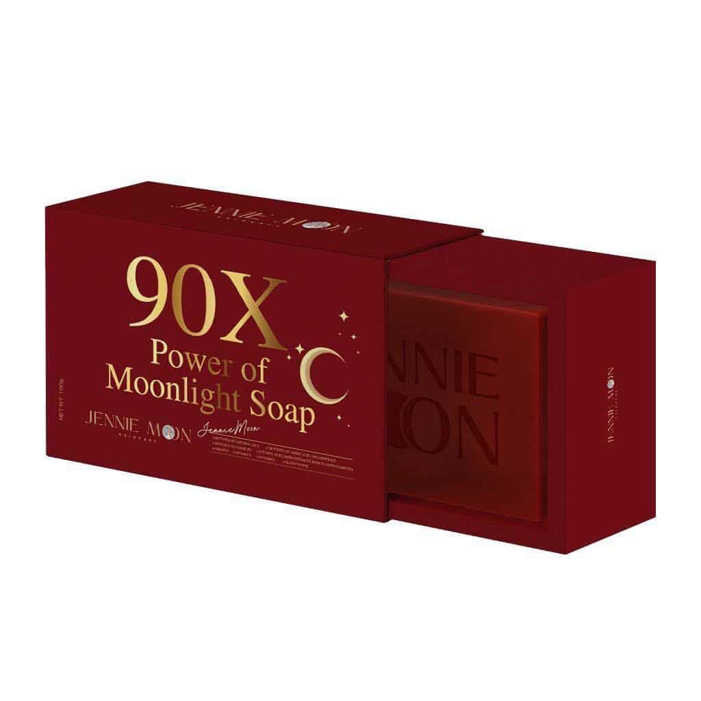 Red box of 90X Power of Moonlight Soap by Jennie Moon on a white background