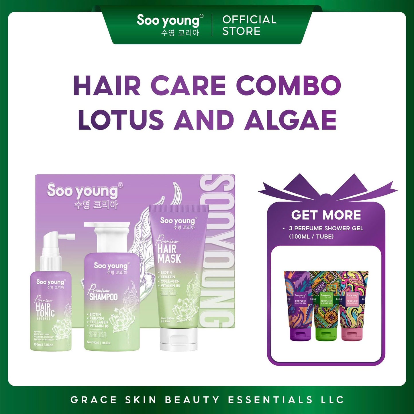 Soo Young Lotus & Algae Hair Care Combo Set 6