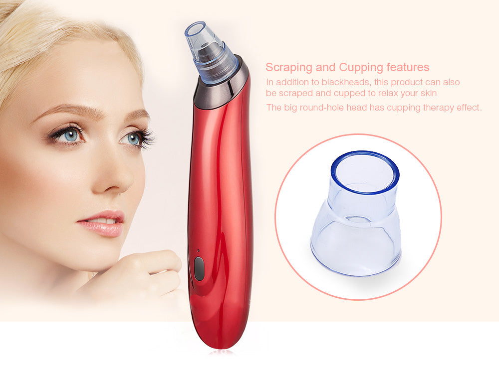Red skincare device with cupping feature on a beige background