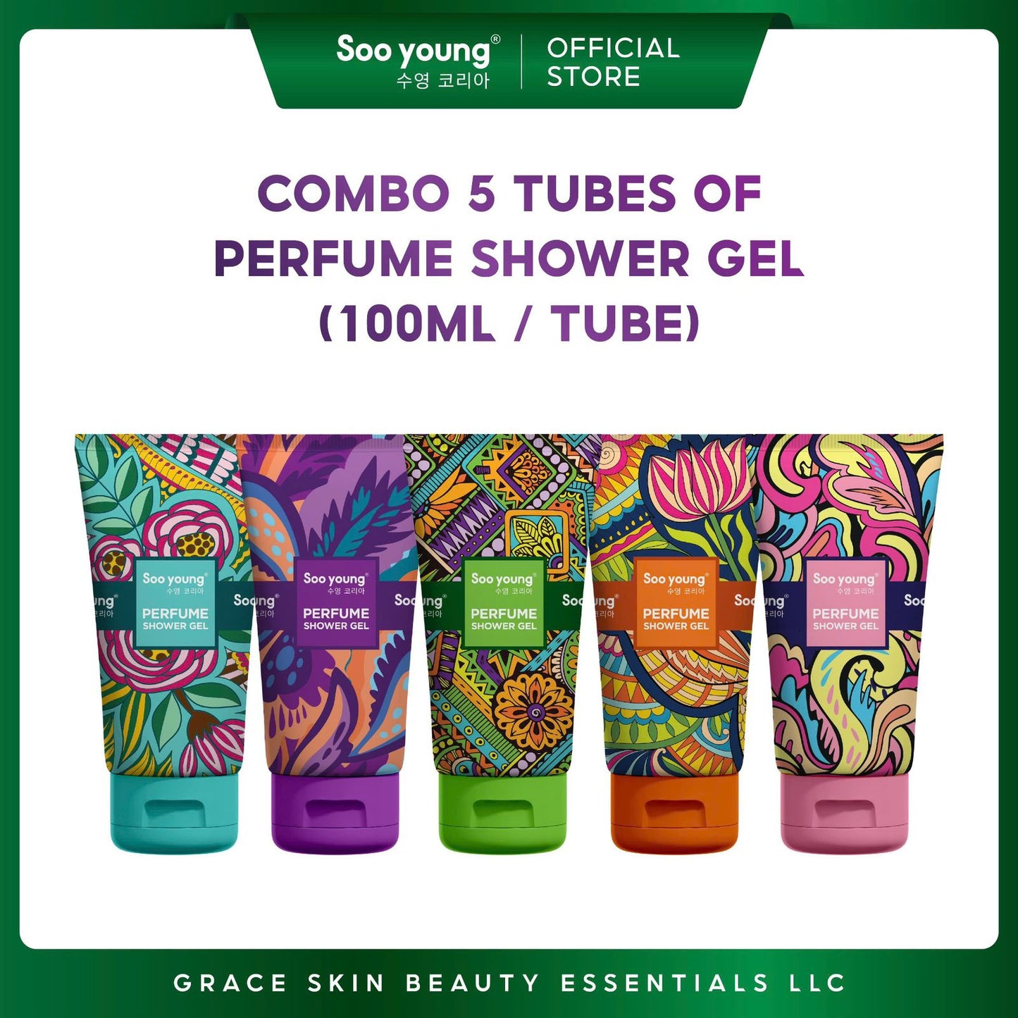 Soo Young Perfume Shower Gel 5-Tube Luxury Combo